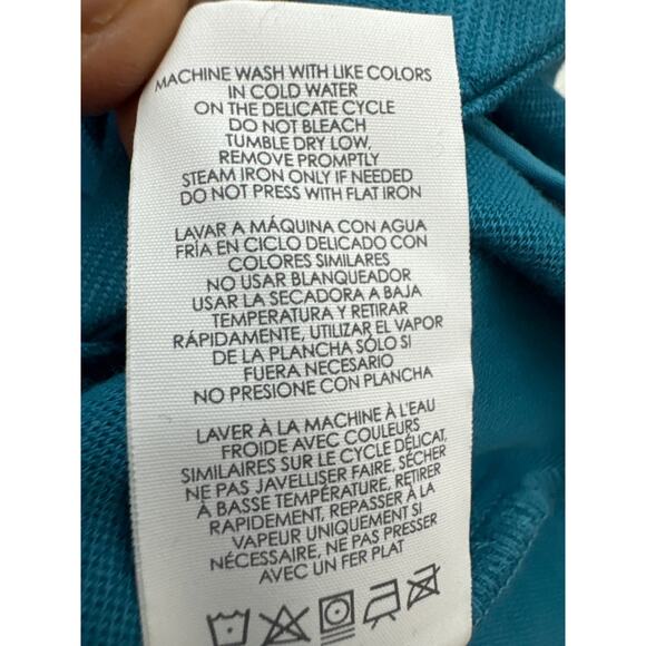 Cabi Women's A-Line Mini Skirt Slit Pockets Career Turquoise Blue Size 10 - Picture 8 of 8